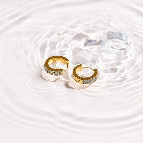 Pavé Crystal Huggie Hoop Earrings