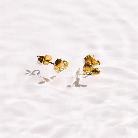 Crystal Heart Stud Earrings