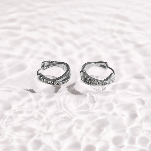 Crystal Twist Hoop Earrings