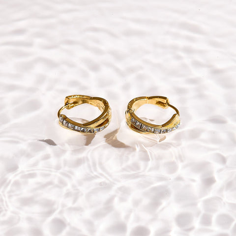 Crystal Twist Hoop Earrings