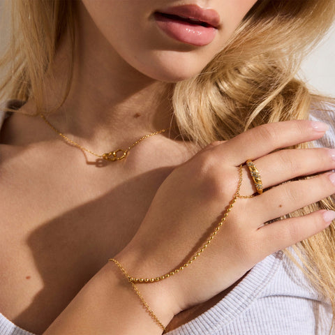 Delicate Ball Chain Hand Bracelet - EVRYJEWELS