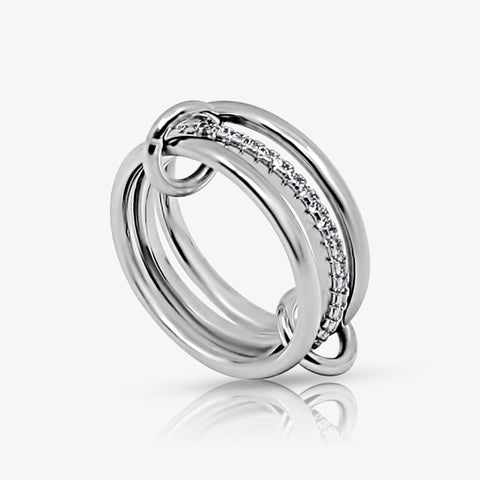 Stacked Linked Crystal Band Ring - EVRYJEWELS