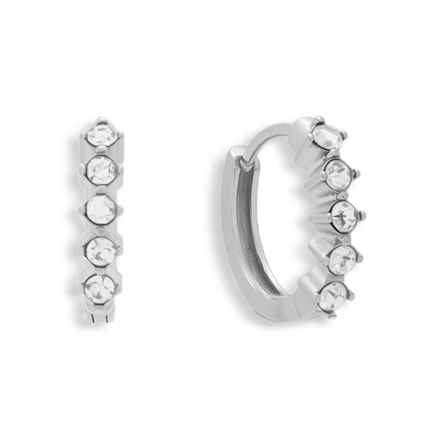 Crystal Row Huggie Hoop Earrings - EVRYJEWELS