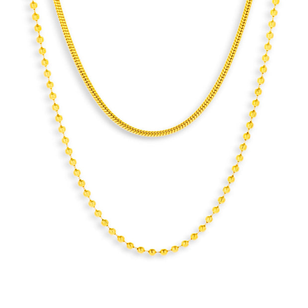 Layered Snake & Bead Chain Necklace - EVRYJEWELS