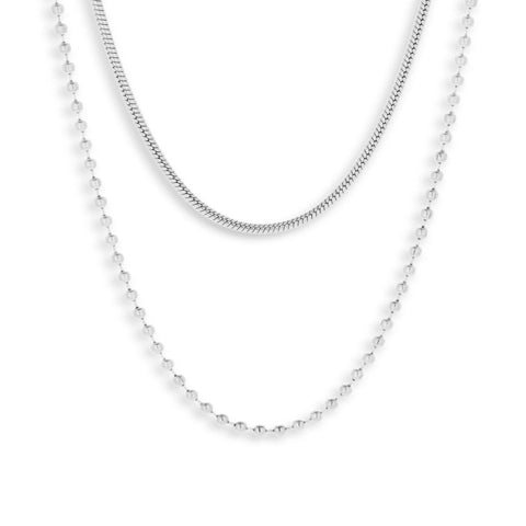 Layered Snake & Bead Chain Necklace - EVRYJEWELS