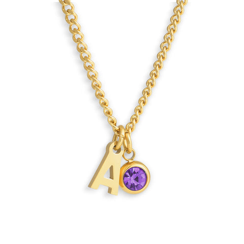 Custom/Personalized Initial Pendant Necklace w/ Birthstone - EVRYJEWELS