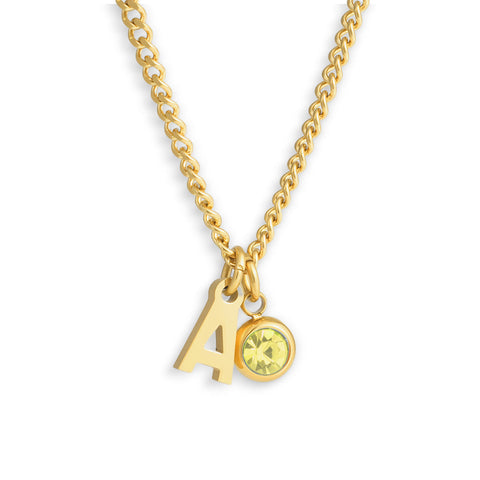 Custom/Personalized Initial Pendant Necklace w/ Birthstone - EVRYJEWELS