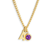 Custom/Personalized Initial Pendant Necklace w/ Birthstone - EVRYJEWELS