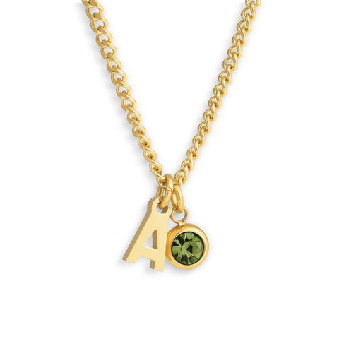 Custom/Personalized Initial Pendant Necklace w/ Birthstone - EVRYJEWELS