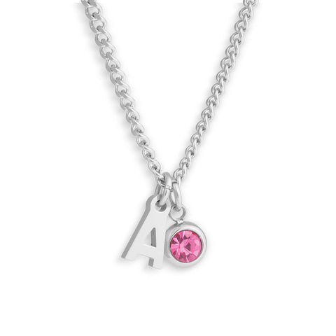 Custom/Personalized Initial Pendant Necklace w/ Birthstone - EVRYJEWELS
