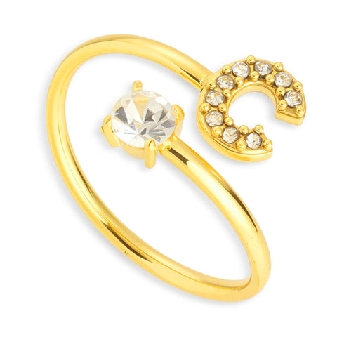 Sparkle Initial Wrap Ring - EVRYJEWELS