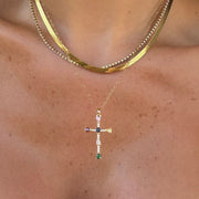 Rainbow Blessings Cross Necklace