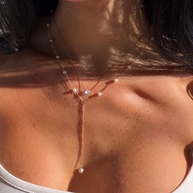 Sweet Pearl Lariat Necklace