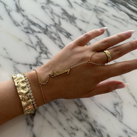 Custom/Personalized Name Plate Hand Chain - EVRYJEWELS