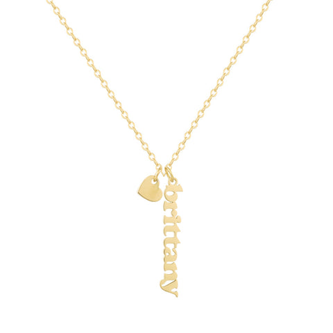 Custom/Personalized Mini Vertical Charm Nameplate Necklace - EVRYJEWELS